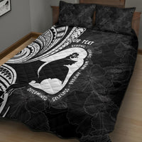 Mother's Day Quilt Bed Set Polynesia Vintage Hibiscus - Black