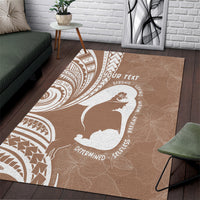 Mother's Day Area Rug Polynesia Vintage Hibiscus - Brown