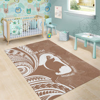 Mother's Day Area Rug Polynesia Vintage Hibiscus - Brown