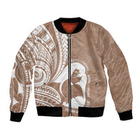 Mother's Day Bomber Jacket Polynesia Vintage Hibiscus - Brown