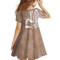 Mother's Day Family Matching Long Sleeve Bodycon Dress and Hawaiian Shirt Polynesia Vintage Hibiscus - Brown