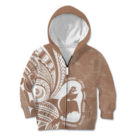 Mother's Day Kid Hoodie Polynesia Vintage Hibiscus - Brown