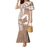 Mother's Day Mermaid Dress Polynesia Vintage Hibiscus - Brown LT7 Women Brown - Polynesian Pride
