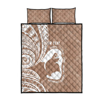 Mother's Day Quilt Bed Set Polynesia Vintage Hibiscus - Brown