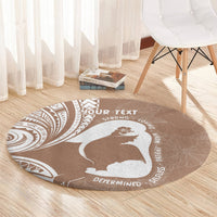 Mother's Day Round Carpet Polynesia Vintage Hibiscus - Brown LT7 - Polynesian Pride