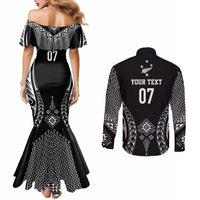 2025 Rugby Championship New Zealand Custom Couples Matching Mermaid Dress and Long Sleeve Button Shirt Poutama Motifs LT7 - Polynesian Pride