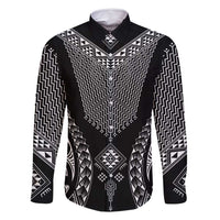 2025 Rugby Championship New Zealand Custom Family Matching Long Sleeve Bodycon Dress and Hawaiian Shirt Poutama Motifs LT7 Dad's Shirt - Long Sleeve Black - Polynesian Pride