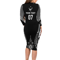 2025 Rugby Championship New Zealand Custom Family Matching Long Sleeve Bodycon Dress and Hawaiian Shirt Poutama Motifs LT7 - Polynesian Pride