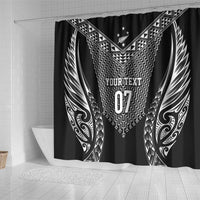 2025 Rugby Championship New Zealand Custom Shower Curtain Poutama Motifs - Polynesian Pride