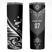 2025 Rugby Championship New Zealand Custom Skinny Tumbler Poutama Motifs LT7 Black - Polynesian Pride