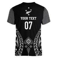 2025 Rugby Championship New Zealand Custom Women V-Neck T-Shirt Poutama Motifs LT7 - Polynesian Pride