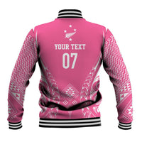 2025 Rugby Championship New Zealand Custom Baseball Jacket Poutama Motifs - Pink Out LT7 - Polynesian Pride