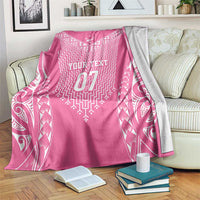 2025 Rugby Championship New Zealand Custom Blanket Poutama Motifs - Pink Out LT7 Pink - Polynesian Pride