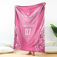 2025 Rugby Championship New Zealand Custom Blanket Poutama Motifs - Pink Out LT7 - Polynesian Pride