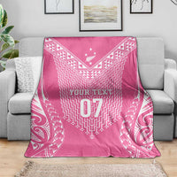 2025 Rugby Championship New Zealand Custom Blanket Poutama Motifs - Pink Out LT7 - Polynesian Pride