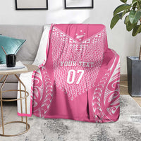 2025 Rugby Championship New Zealand Custom Blanket Poutama Motifs - Pink Out LT7 - Polynesian Pride