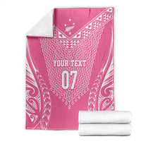 2025 Rugby Championship New Zealand Custom Blanket Poutama Motifs - Pink Out LT7 - Polynesian Pride