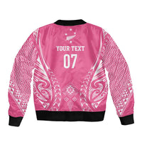 2025 Rugby Championship New Zealand Custom Bomber Jacket Poutama Motifs - Pink Out LT7 - Polynesian Pride