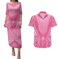 2025 Rugby Championship New Zealand Custom Couples Matching Puletasi and Hawaiian Shirt Poutama Motifs - Pink Out LT7 Pink - Polynesian Pride