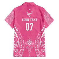2025 Rugby Championship New Zealand Custom Family Matching Off Shoulder Maxi Dress and Hawaiian Shirt Poutama Motifs - Pink Out - Polynesian Pride