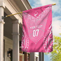 2025 Rugby Championship New Zealand Custom Garden Flag Poutama Motifs - Pink Out - Polynesian Pride