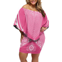 2025 Rugby Championship New Zealand Custom Off Shoulder Short Dress Poutama Motifs - Pink Out - Polynesian Pride