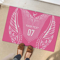 2025 Rugby Championship New Zealand Custom Rubber Doormat Poutama Motifs - Pink Out - Polynesian Pride