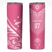 2025 Rugby Championship New Zealand Custom Skinny Tumbler Poutama Motifs - Pink Out LT7 Pink - Polynesian Pride
