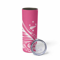 2025 Rugby Championship New Zealand Custom Skinny Tumbler Poutama Motifs - Pink Out LT7 - Polynesian Pride