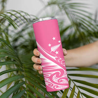 2025 Rugby Championship New Zealand Custom Skinny Tumbler Poutama Motifs - Pink Out LT7 - Polynesian Pride