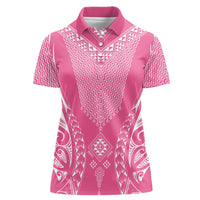 2025 Rugby Championship New Zealand Custom Women Polo Shirt Poutama Motifs - Pink Out - Polynesian Pride