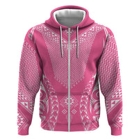 2025 Rugby Championship New Zealand Custom Zip Hoodie Poutama Motifs - Pink Out - Polynesian Pride
