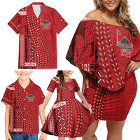 Samoa FAST Siapo Family Matching Off Shoulder Short Dress and Hawaiian Shirt Tatau-Ulafala Vines - Polynesian Pride