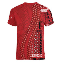 Samoa FAST Siapo Women V-Neck T-Shirt Tatau-Ulafala Vines - Polynesian Pride