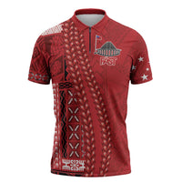 Samoa FAST Siapo Zipper Polo Shirt Tatau-Ulafala Vines LT7 Red - Polynesian Pride