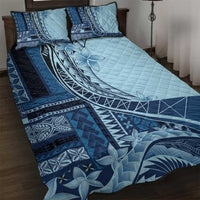 Samoa Siapo Mamanu Quilt Bed Set Plumeria Navy Blue Motifs