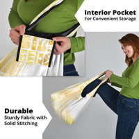 Samoa Siapo Mamanu Grocery Bag Plumeria Fancy Gold Motifs