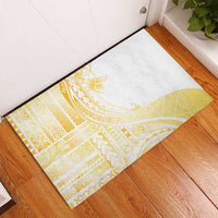 Samoa Siapo Mamanu Rubber Doormat Plumeria Fancy Gold Motifs