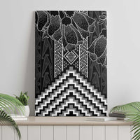 Aotearoa Taniko Pattern Canvas Wall Art Poutama Mix Kowhai Flowers