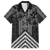 Aotearoa Taniko Pattern Family Matching Puletasi and Hawaiian Shirt Poutama Mix Kowhai Flowers LT7 Dad's Shirt - Short Sleeve Grey - Polynesian Pride