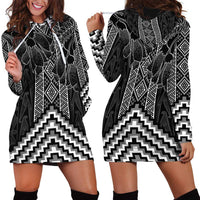 Aotearoa Taniko Pattern Hoodie Dress Poutama Mix Kowhai Flowers