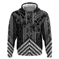 Aotearoa Taniko Pattern Zip Hoodie Poutama Mix Kowhai Flowers LT7 Pullover Hoodie Grey - Polynesian Pride