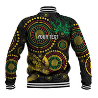 Vanuatu Personalized Aboriginal Arts Baseball Jacket Turtle and Iguana Special - Polynesian Pride