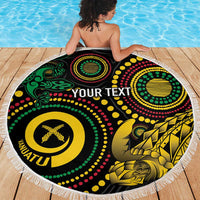 Vanuatu Personalized Aboriginal Arts Beach Blanket Turtle and Iguana Special - Polynesian Pride