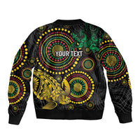 Vanuatu Personalized Aboriginal Arts Bomber Jacket Turtle and Iguana Special - Polynesian Pride