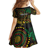 Vanuatu Personalized Aboriginal Arts Family Matching Off Shoulder Short Dress and Hawaiian Shirt Turtle and Iguana Special - Polynesian Pride