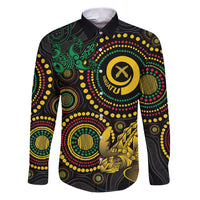 Vanuatu Personalized Aboriginal Arts Family Matching Puletasi and Hawaiian Shirt Turtle and Iguana Special - Polynesian Pride