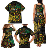 Vanuatu Personalized Aboriginal Arts Family Matching Tank Maxi Dress and Hawaiian Shirt Turtle and Iguana Special - Polynesian Pride