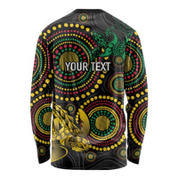 Vanuatu Personalized Aboriginal Arts Long Sleeve Shirt Turtle and Iguana Special - Polynesian Pride