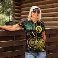 Vanuatu Personalized Aboriginal Arts Women Polo Shirt Turtle and Iguana Special - Polynesian Pride